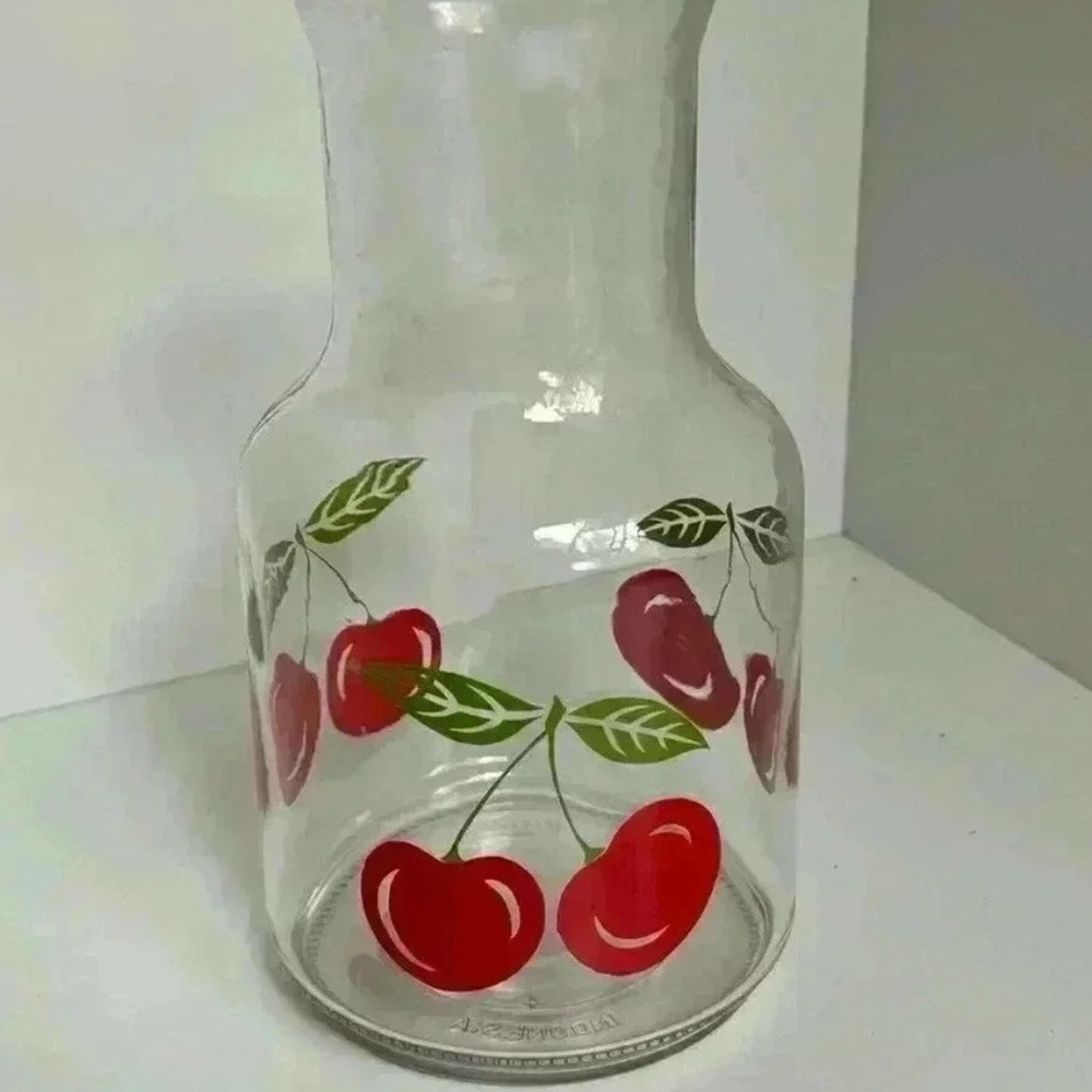 KIG Vintage Cherry Glass Juice Pitcher
